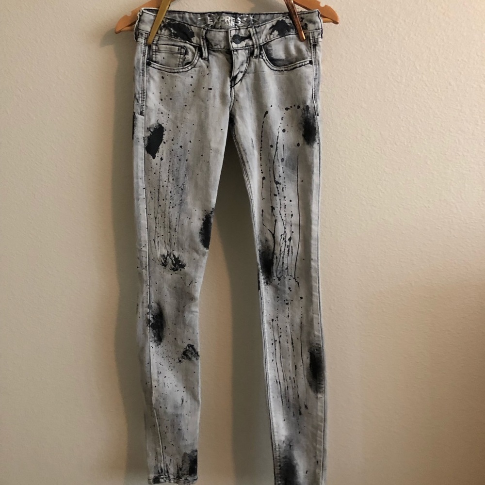 Express paint splatter skinny jeans